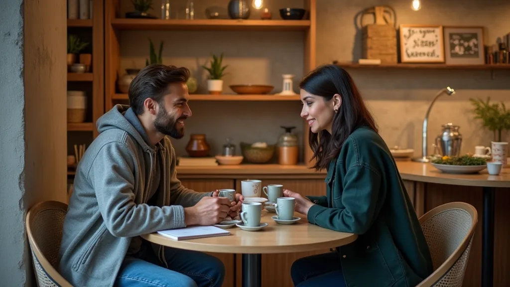 Nomad interacting with a local artisan