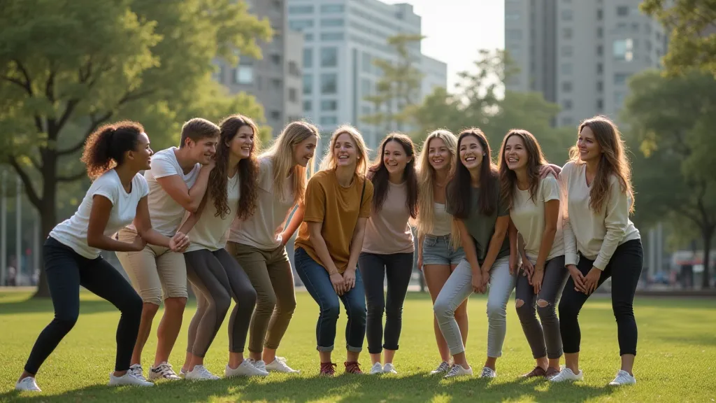 Digital nomads exercising together