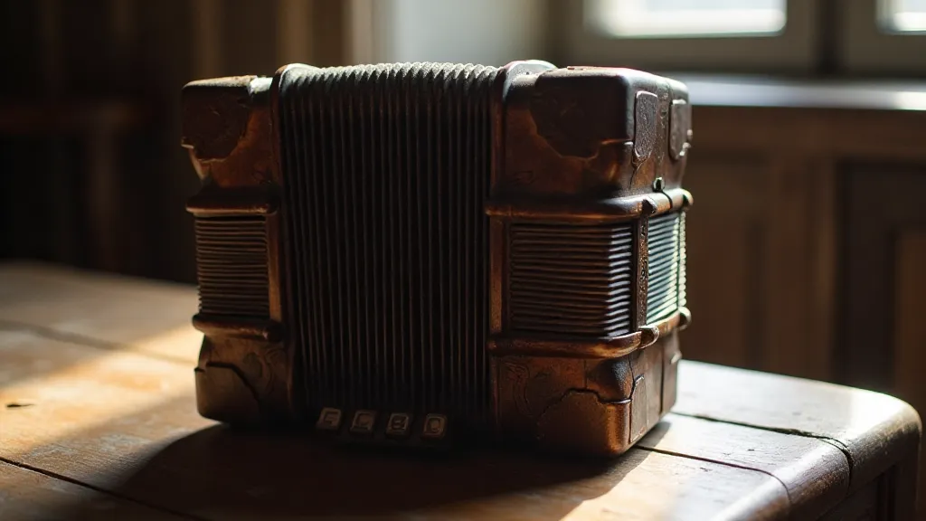 Vintage accordion on a table