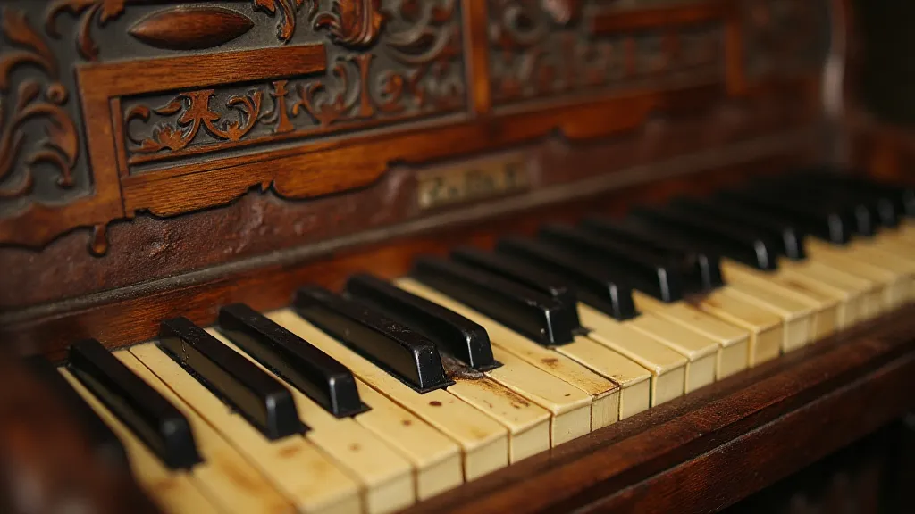 Detailed view of an antique accordion