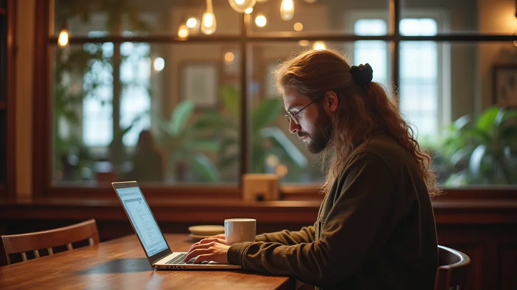 Digital Nomad Working in a Cafe