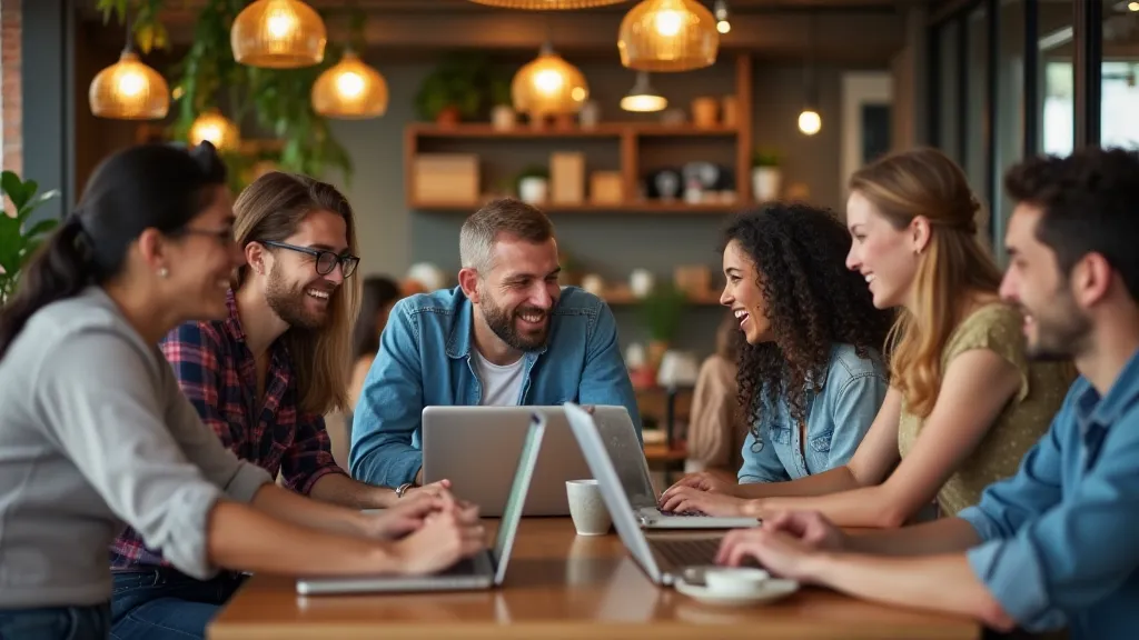 Digital nomads socializing at a cafe