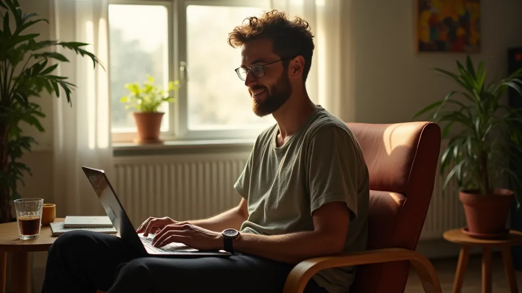 Digital nomad working in co-working space