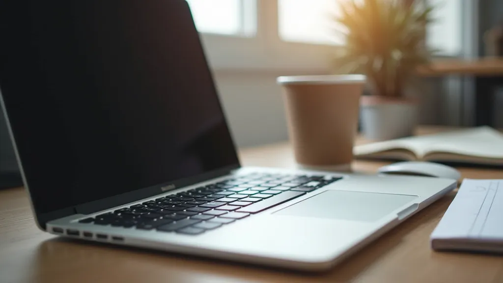 A laptop on a co-working desk