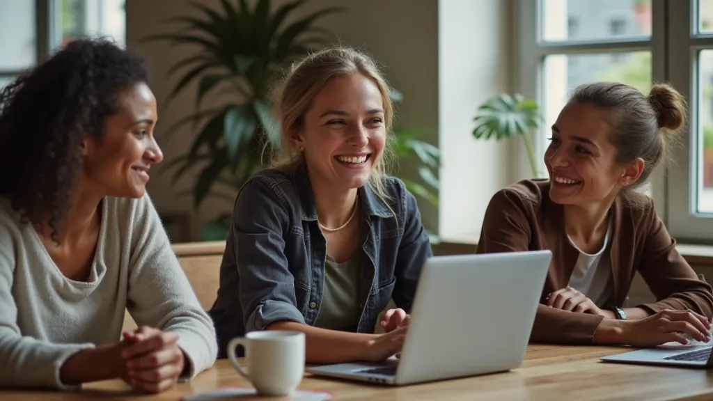 Digital nomads socializing in a co-working space