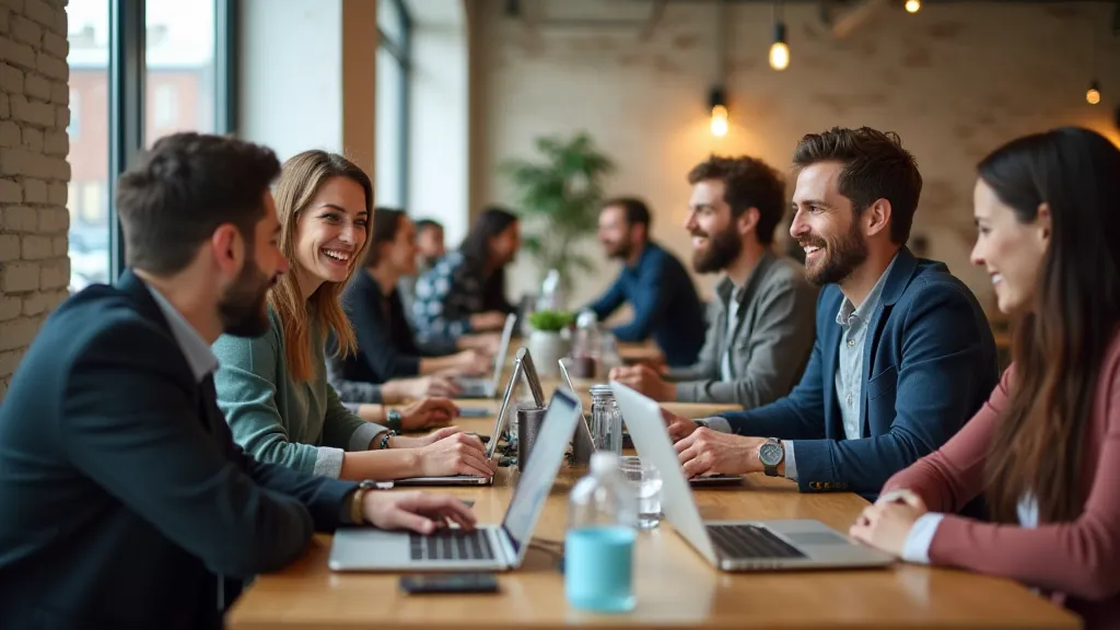 Digital nomads working in a coworking space