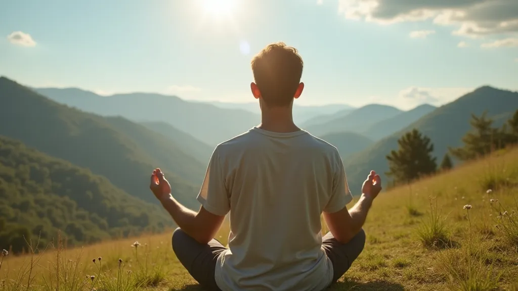 Person meditating in nature
