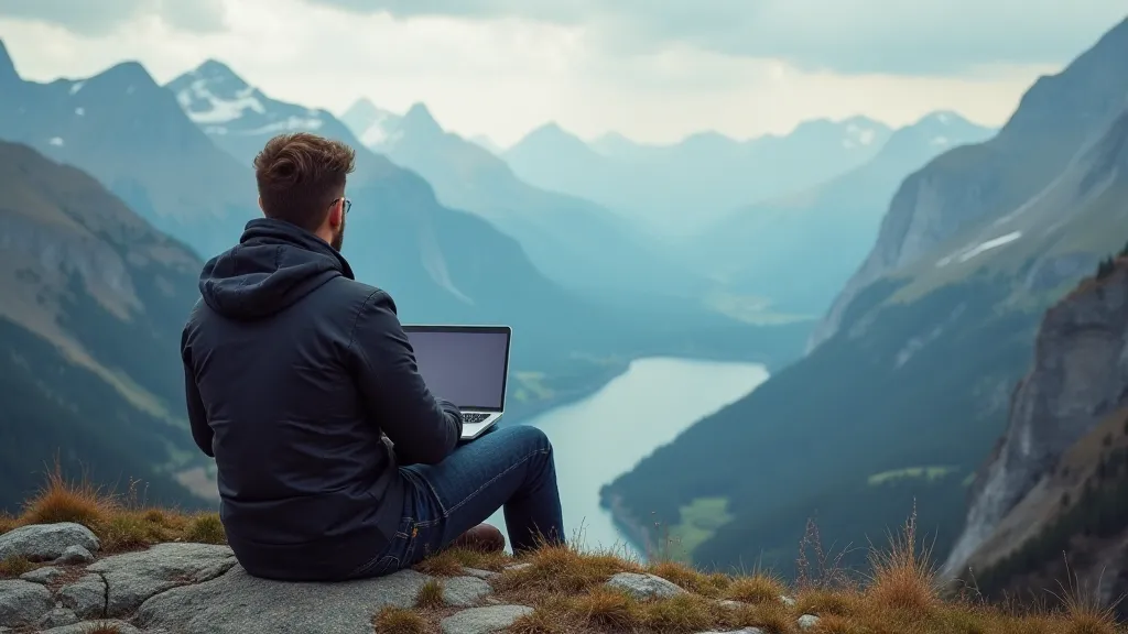 Digital nomad enjoying a beautiful view