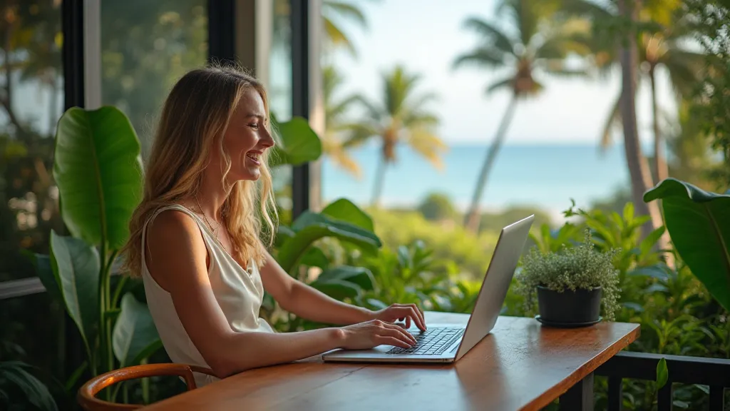 Digital nomad working in a beautiful location