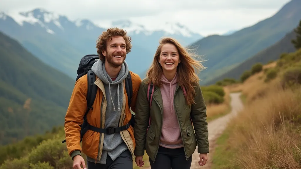 Digital nomads hiking together