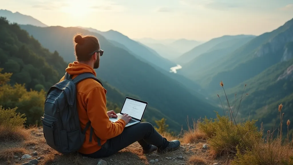 Digital Nomad Working in a Scenic Location