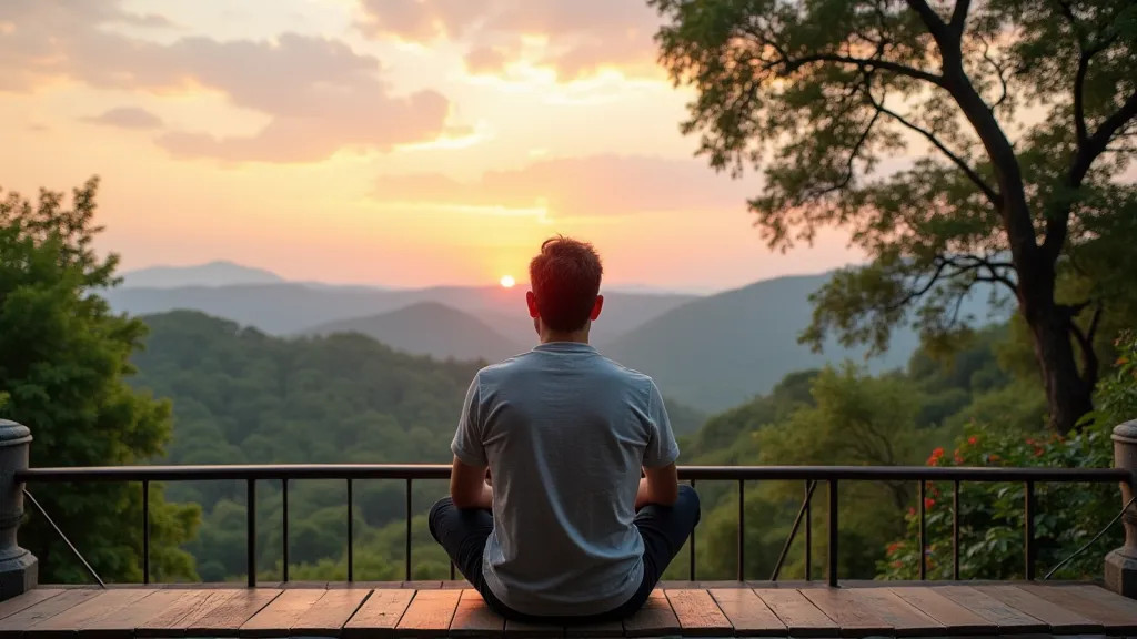 A digital nomad looking out at a scenic view.