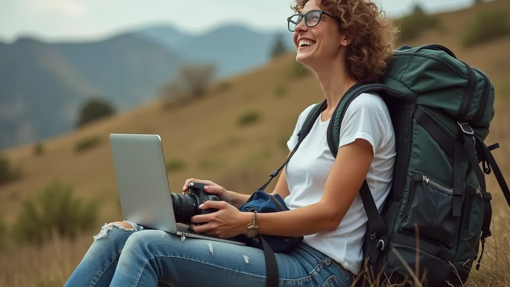 Digital nomad packing a backpack for travel