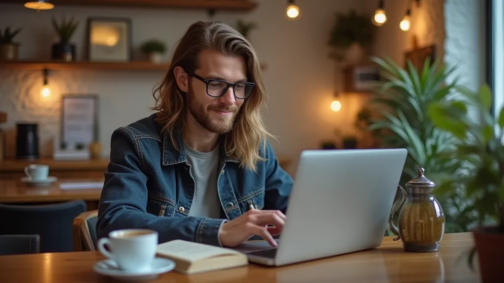 Digital nomad working in a co-working space
