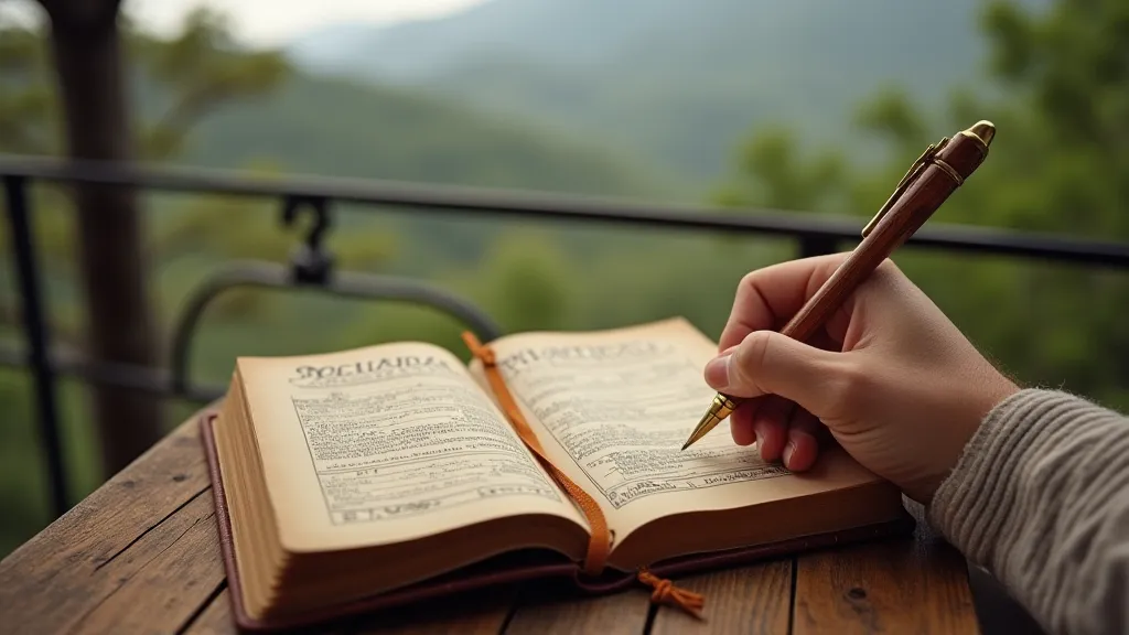 Writing in a travel journal