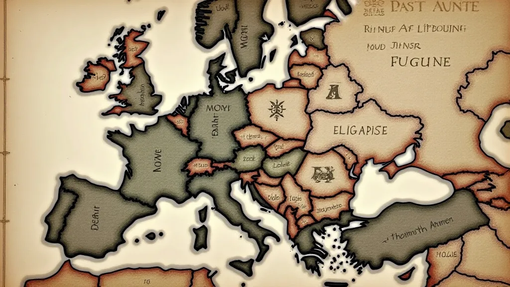 Vintage map of Europe, showing intricate details