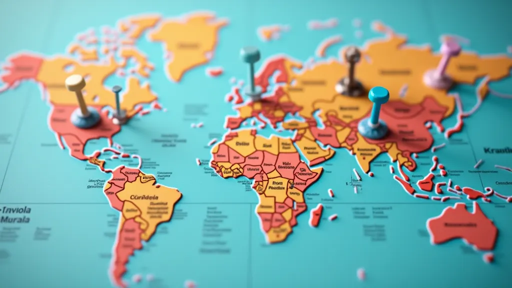 Map of the world with digital nomad destinations
